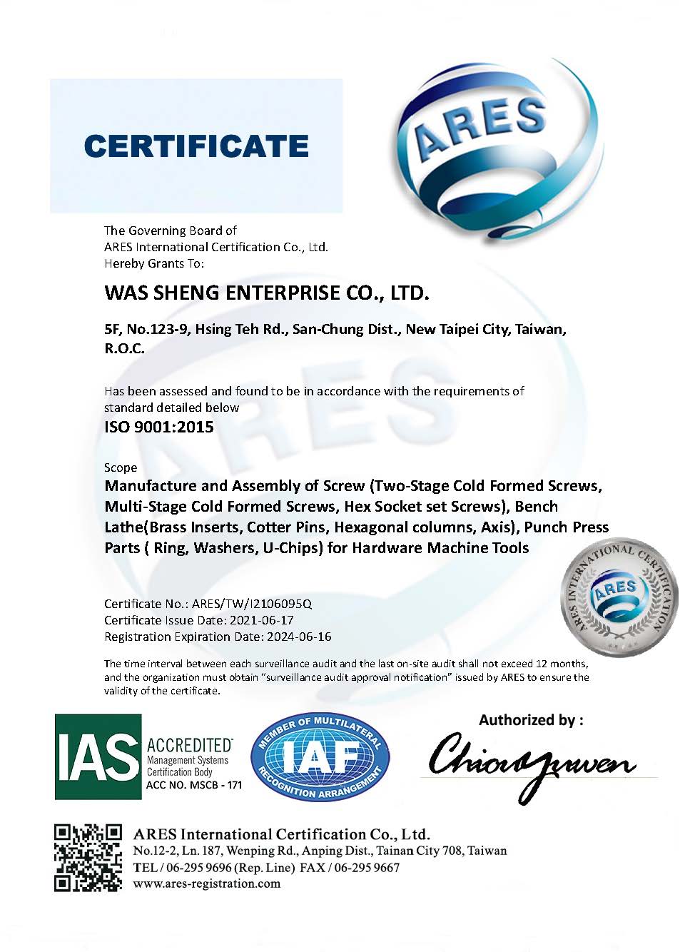 Certifikováno podle ISO 9001:2015